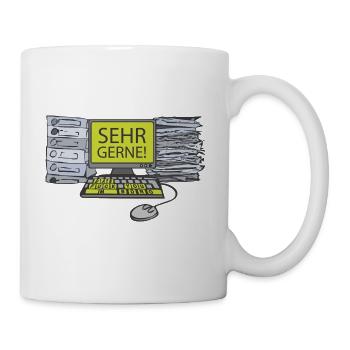 PC - Sehr gerne - grün - Akten - Tasse - Weiß - Rechts