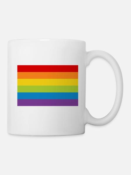 Juliste sateenkaari lippu lippu LGBT värikäs - Muki - valkoinen