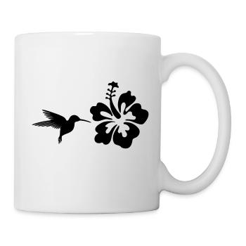 Kolibri Hibiskus Blüte Blume tropisch Hawaii Shirt - Tasse - Weiß - Rechts