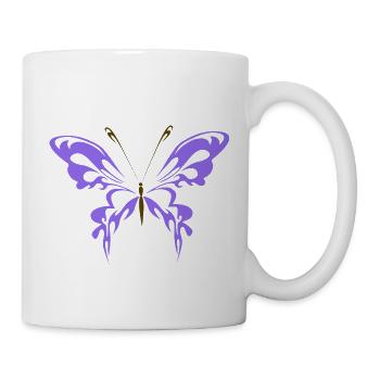 papillon violet avec des ampoules brun foncé - Mug blanc - blanc - Droite