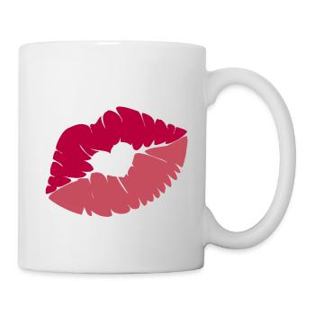 Kussmund mit Herz - Tasse - Weiß - Rechts