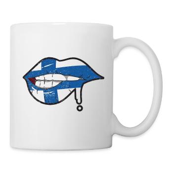 Finnland Flagge Lippen Suomen Lippu - Tasse - Weiß - Rechts