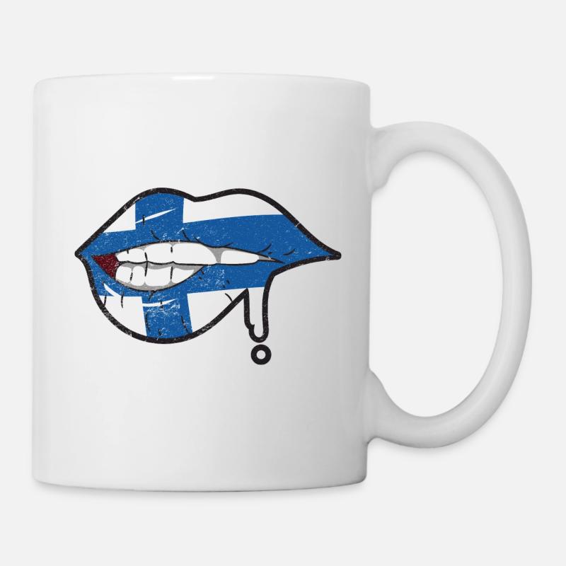 Drapeau de la Finlande lèvres Suomen Lippu - Mug blanc - blanc