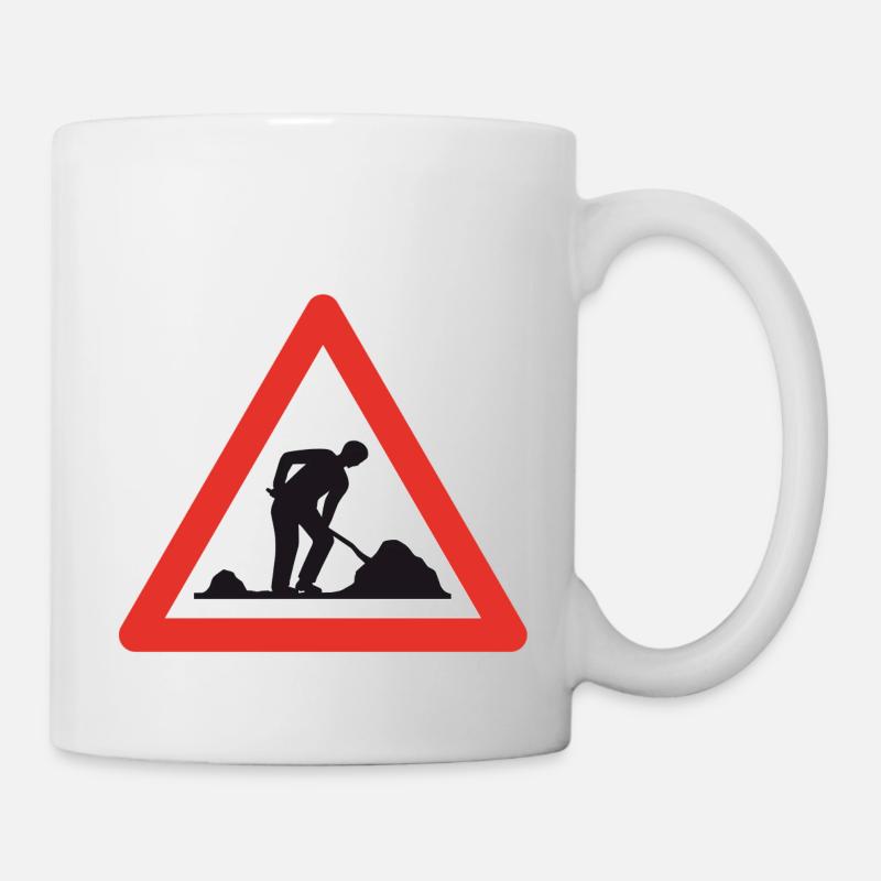 Caution road work! - Mug - white