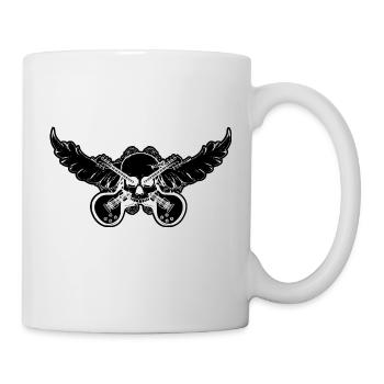 Skull with angel wing and electric guitar - Black - Mug - white - Right