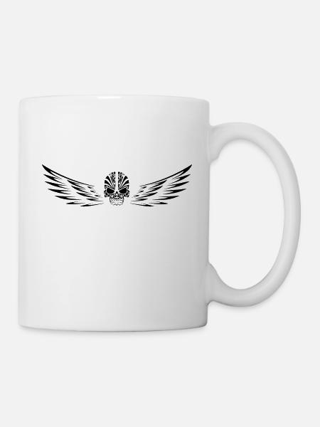 Skull with wings - Mug - white