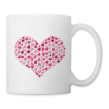 Ligne de coeur dans le coeur avec coeur en rose blanc - Mug blanc - blanc - Droite