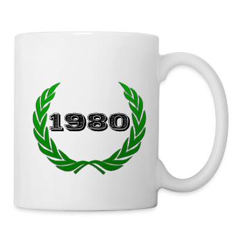 1980 Laurel Kranz Blätter - Tasse - Weiß - Rechts