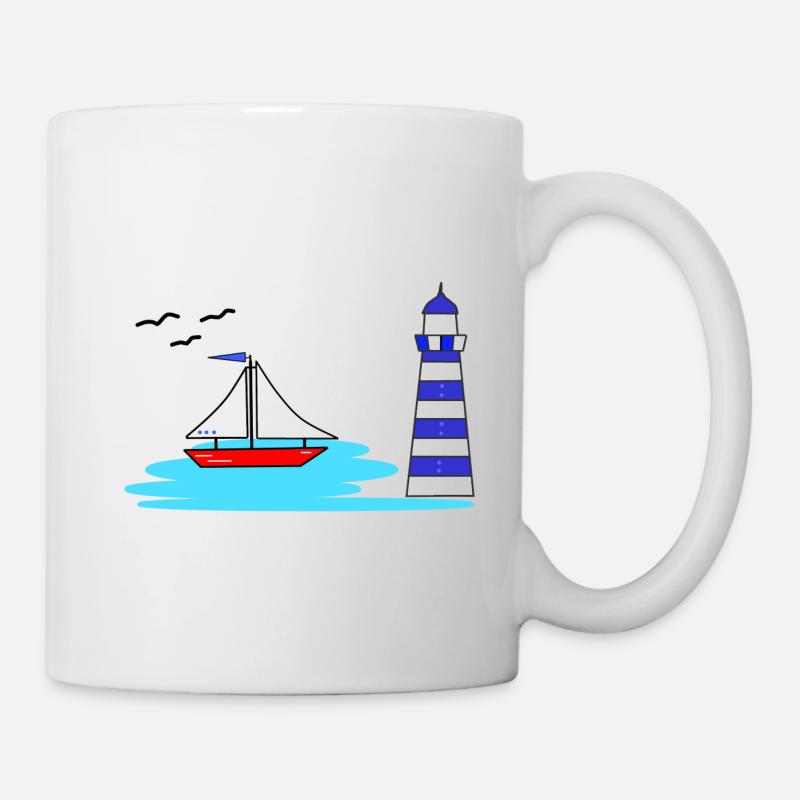 Leuchtturm boot - Tasse - Weiß