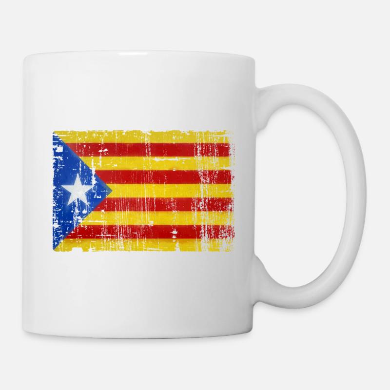 Drapeau de la Catalogne grungy - Mug blanc - blanc