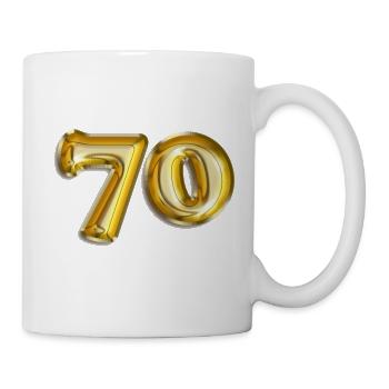 70 Geburtstag Ballon-Folien-Schrift - Tasse - Weiß - Rechts