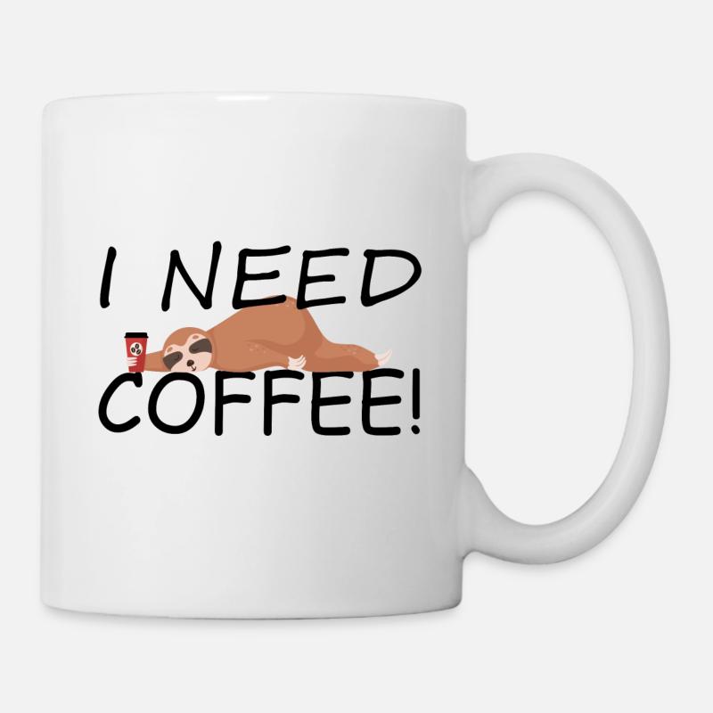 Funny sloth with an empty coffee mug - Mug - white