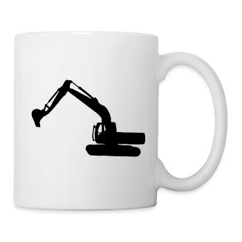 Digger Silhouette excavator black black - Mug - white - Right