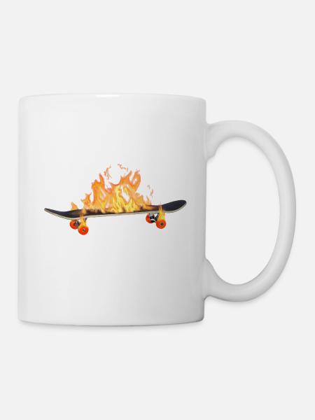 Burning Skatebord - Tasse - Weiß