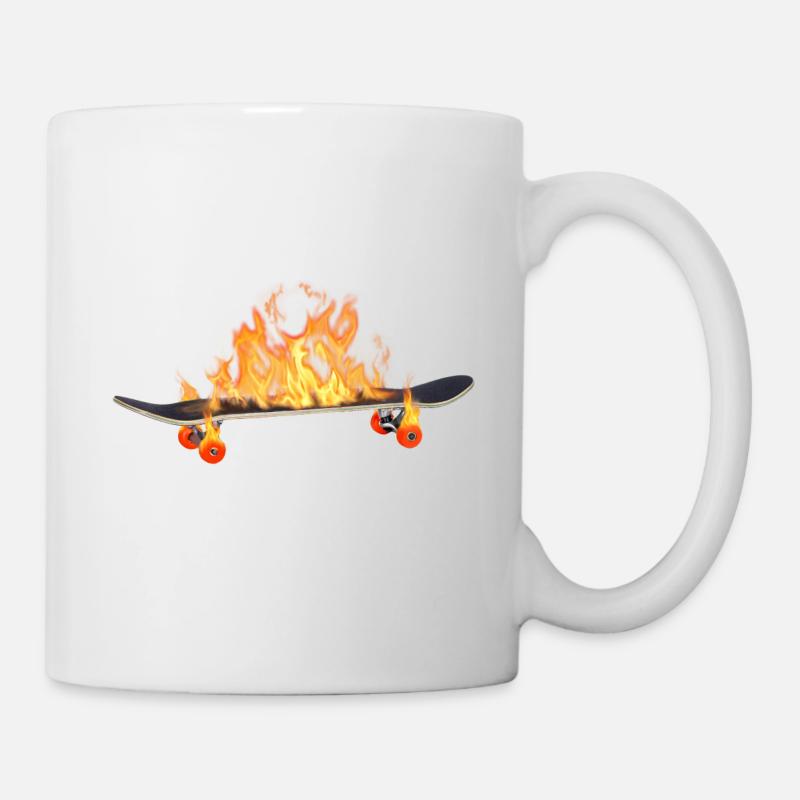 Burning Skatebord - Tasse - Weiß