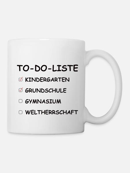 Kindergarten Grundschule To Do Liste schwarz - Tasse - Weiß