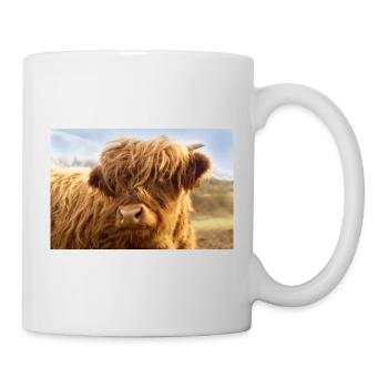Little cow, brown calf looks at the camera - Mug - white - Right