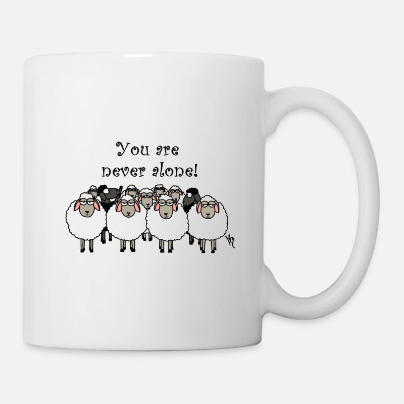 Tu n'es jamais seul! mouton noir - Mug blanc - blanc