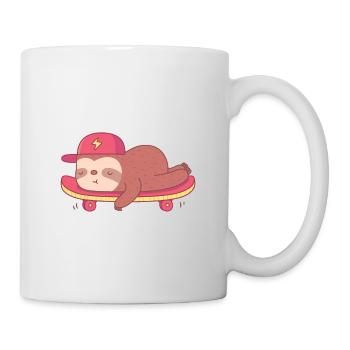 Cute Sloth Lies On Skateboard - Mug - white - Right