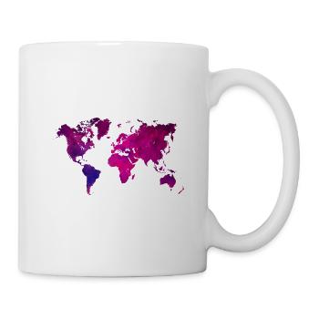 lila Weltkarte - Tasse - Weiß - Rechts