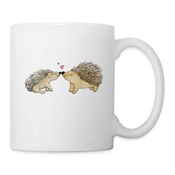 Hedgehog couple in love - Mug - white - Right