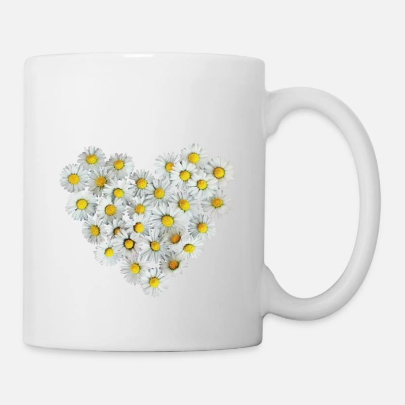 Daisies Heart Spring Daisy Flower Flower - Mug - white
