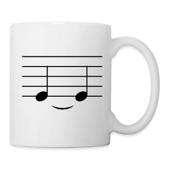 Musiknoten - lächelndes Gesicht - Klavier Piano - Tasse - Weiß - Rechts
