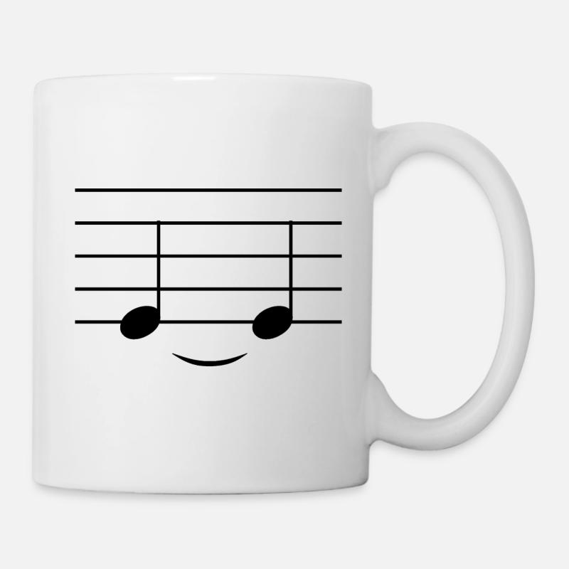 Music notes - smiling face - piano piano - Mug - white