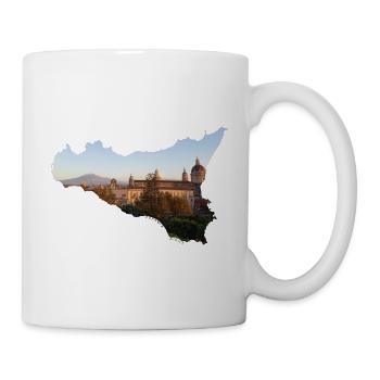 Catania in Sicily at sunrise with Mount Etna - Mug - white - Right