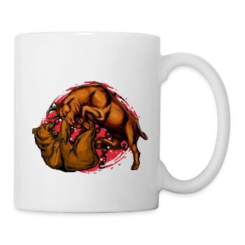 Bear versus bull, stock market fight, animal fight - Mug - white - Right
