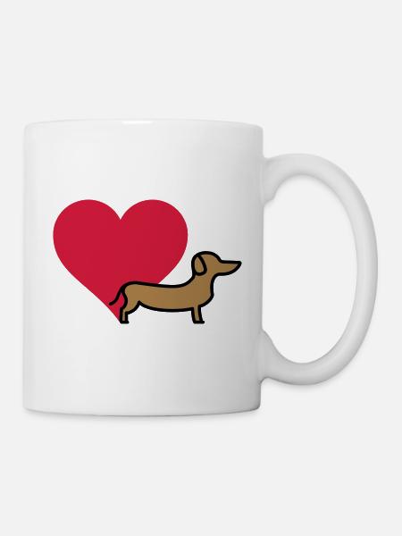 Herz und Dackel - Tasse - Weiß