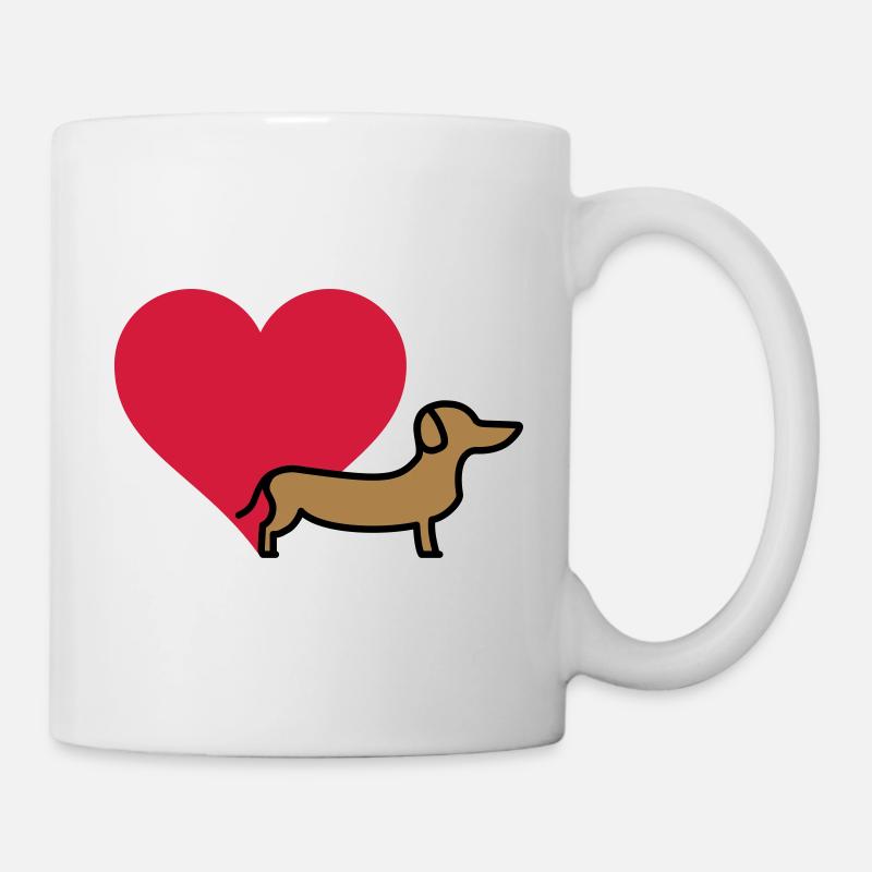 Herz und Dackel - Tasse - Weiß