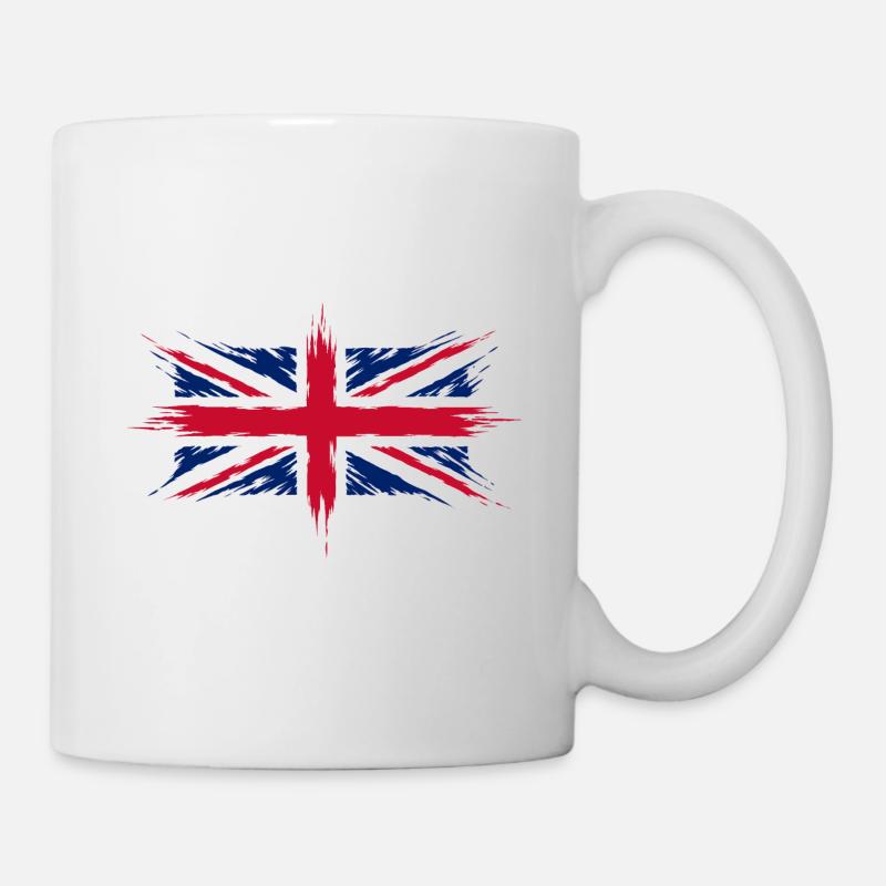 Union Jack British Flag Brush Style - Mug - white