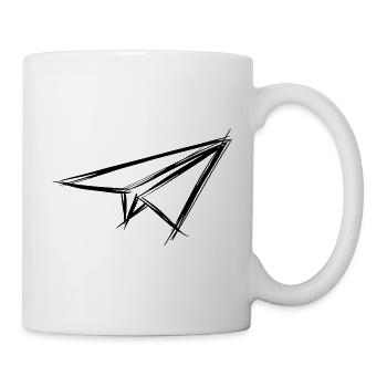 Avion en papier, dessiné à la main - Mug blanc - blanc - Droite