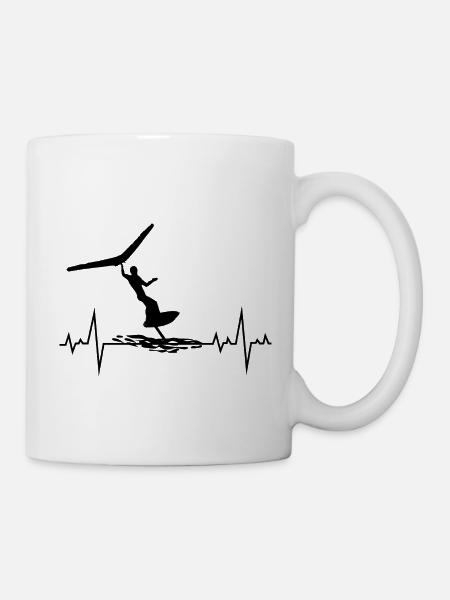 Wing Foiling Heartbeat Funny - Mug - white