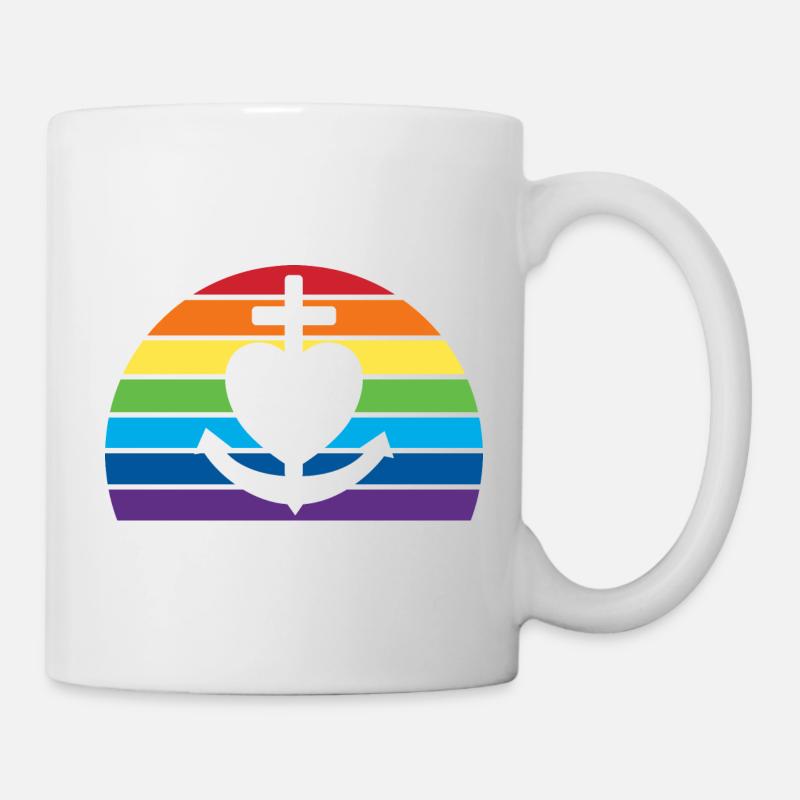 Foi Amour Espérance, Arc-en-ciel retro sunset - Mug blanc - blanc