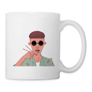 Hipster mit Nudelsuppe - Tasse - Weiß - Rechts