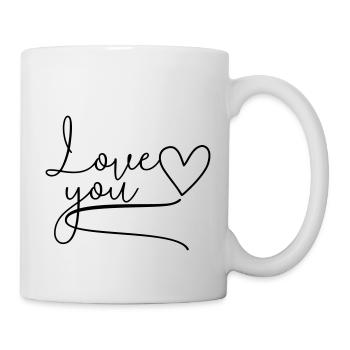 Je t’aime Love You lettrage - Mug blanc - blanc - Droite