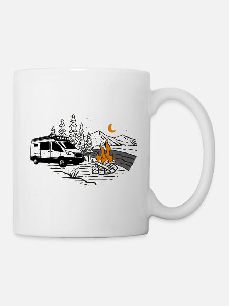 Motif de camping-car dans la nature lors du camping | Campeur - Mug blanc - blanc