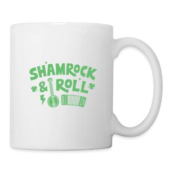 Shamrock and Roll Typography St Patricks Day Vert - Mug blanc - blanc - Droite