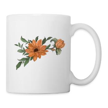 Orange fleur avec bourgeon - Mug blanc - blanc - Droite