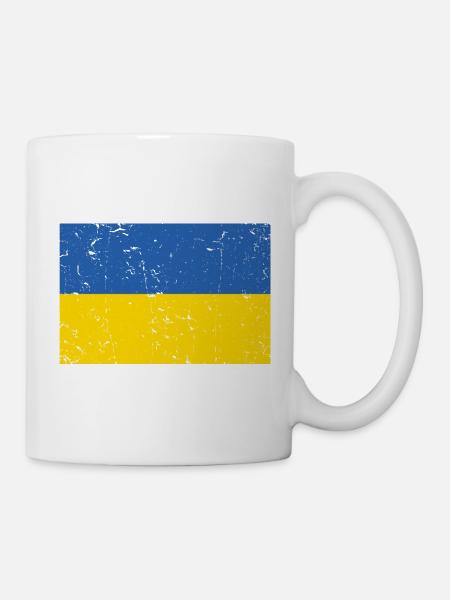 Ukraine Flagge Distressed - Tasse - Weiß