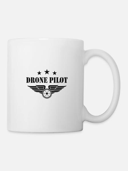 Drone Pilot - Drohnenpilot Emblem Abzeichen - Tasse - Weiß