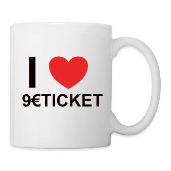 9 Euro Ticket Zug Deutschlandweit Nahverkehr - Tasse - Weiß - Rechts