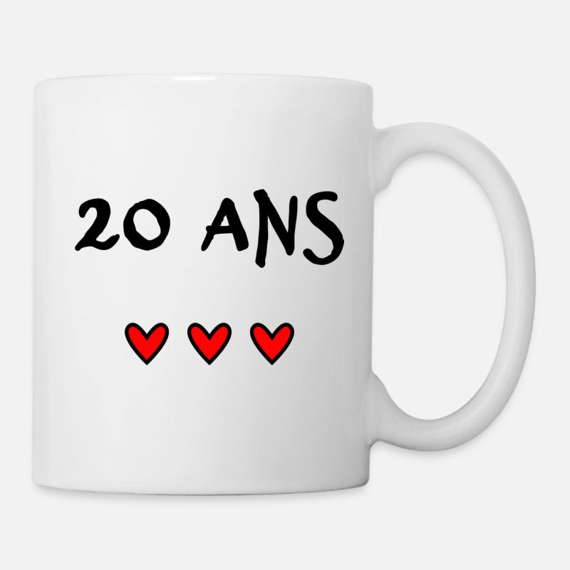 20 ANS. 20e ANNIVERSAIRE. ANNIVERSAIRE 20 ANS - Mug blanc - blanc