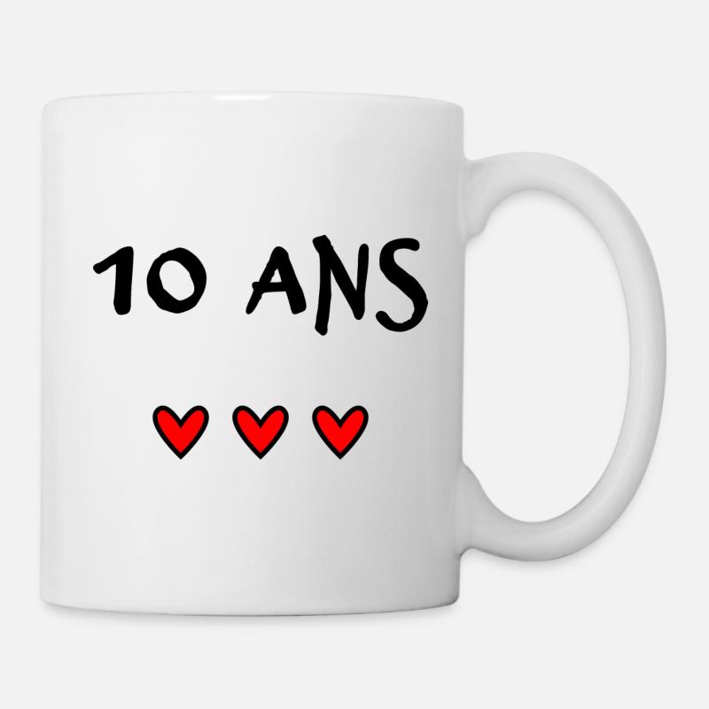 10 ANS. 10e ANNIVERSAIRE. ANNIVERSAIRE 10 ANS - Mug blanc - blanc