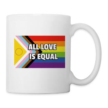 Inclusive Pride Progress Flag ALLE LIEBE IST GLEICH - Tasse - Weiß - Rechts