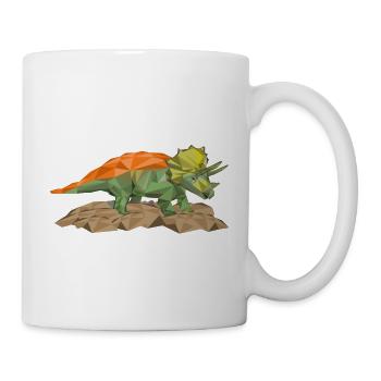Triceratops Dino im Polygonstil - Tasse - Weiß - Rechts