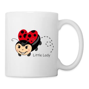 Kleine Dame. Karikaturistischer Marienkäfer - Tasse - Weiß - Rechts