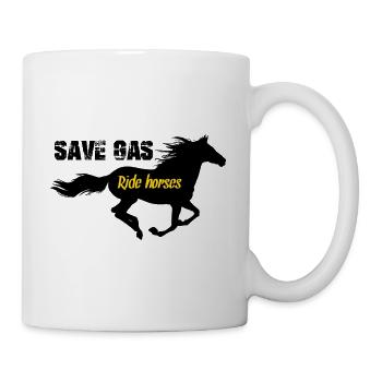 Save gas ride horses black - Mug blanc - blanc - Droite